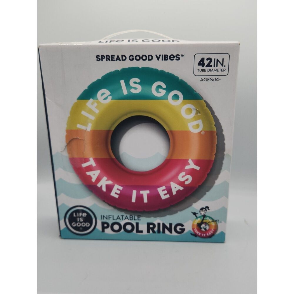 Life Is Good Take It Easy Inflatable Pool Ring 42" Diameter Ages 14+ Years